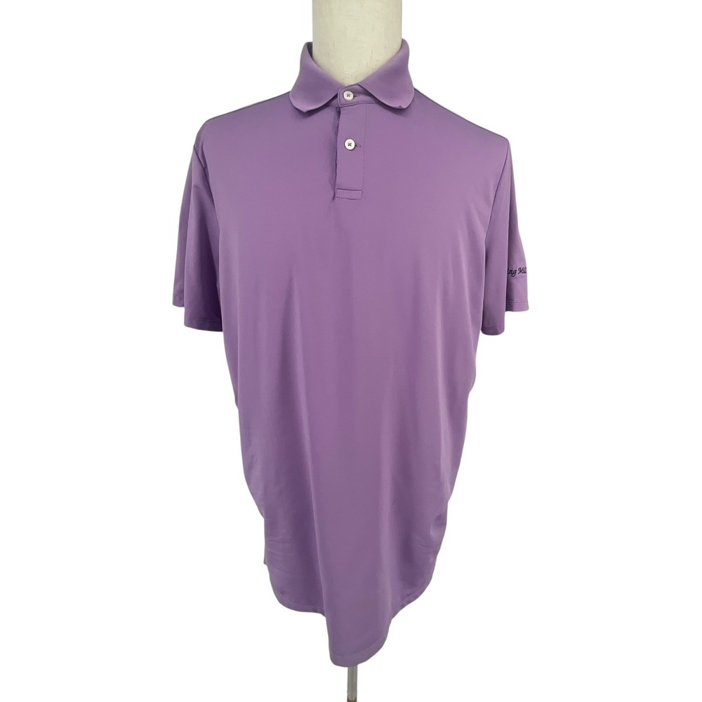 RLX Ralph‎ Lauren Mens Purple Golf Polo Shirt Spring Mill Logo Size L Preppy